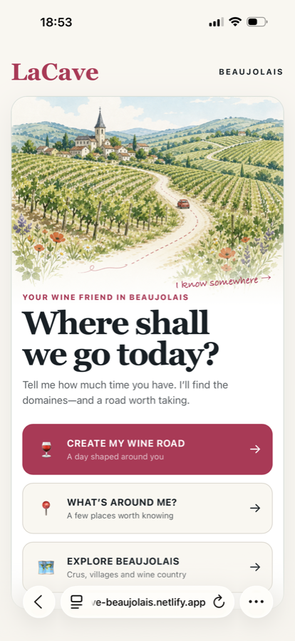 En färdig personlig vinrutt i La Cave Beaujolais